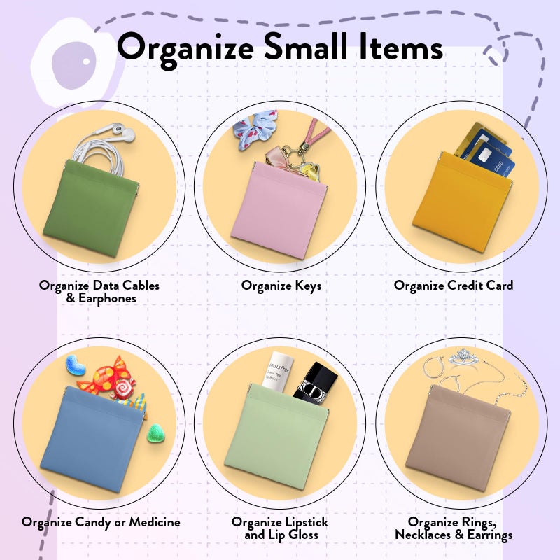 Muswelf New Pouchic Snap Closure Pouches  4PCS Thickened Small Pouches for Purse  Purse Organizer Pouches  Snap Closure Leather Organizer Pouch for Coin Change Cards Key Accessories - Image 4
